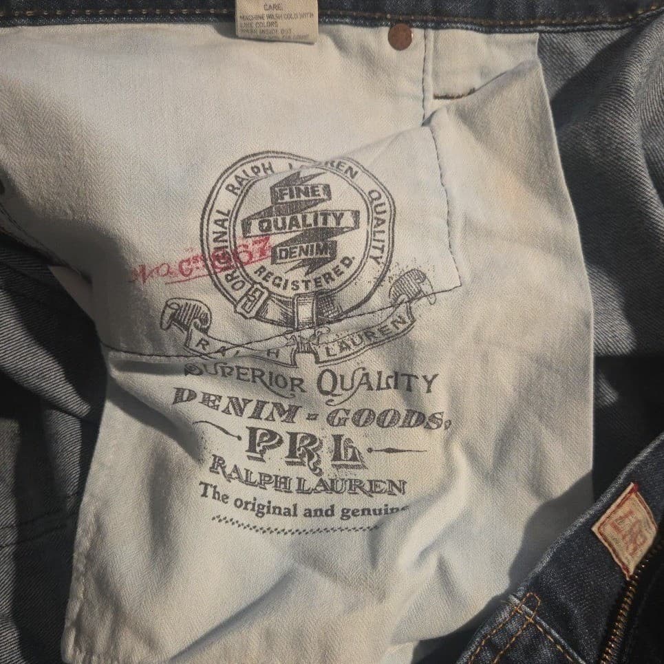 Polo Ralph Lauren 867 Straight Leg Dark Wash Blue Jeans, Men's 48x32 100% Cotton - Thumbnail 8