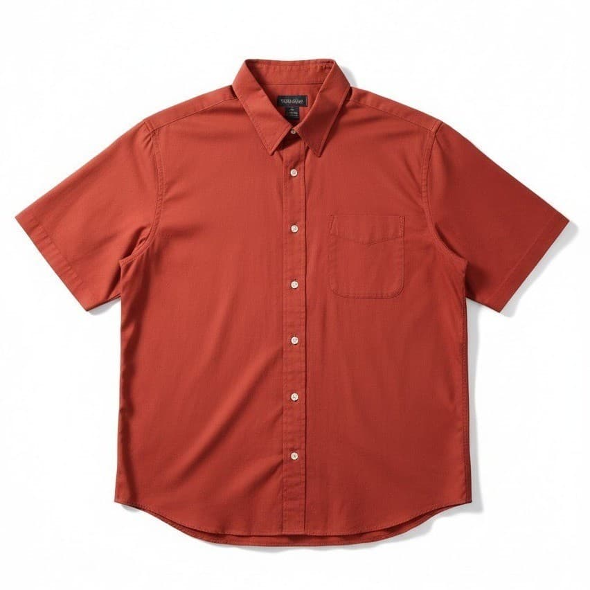 Saddlebred Burnt Orange Short Sleeve Button Down, Men's 2X Shirt, 100% Cotton