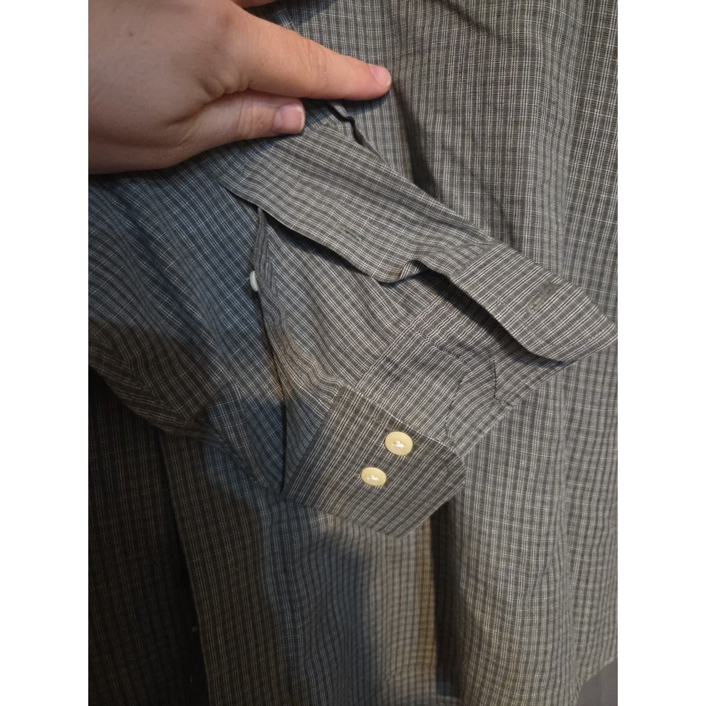 Classic Gulf Traders Grey Microgrid Long Sleeve Button Down Shirt Men's 16-34/35 - Thumbnail 8
