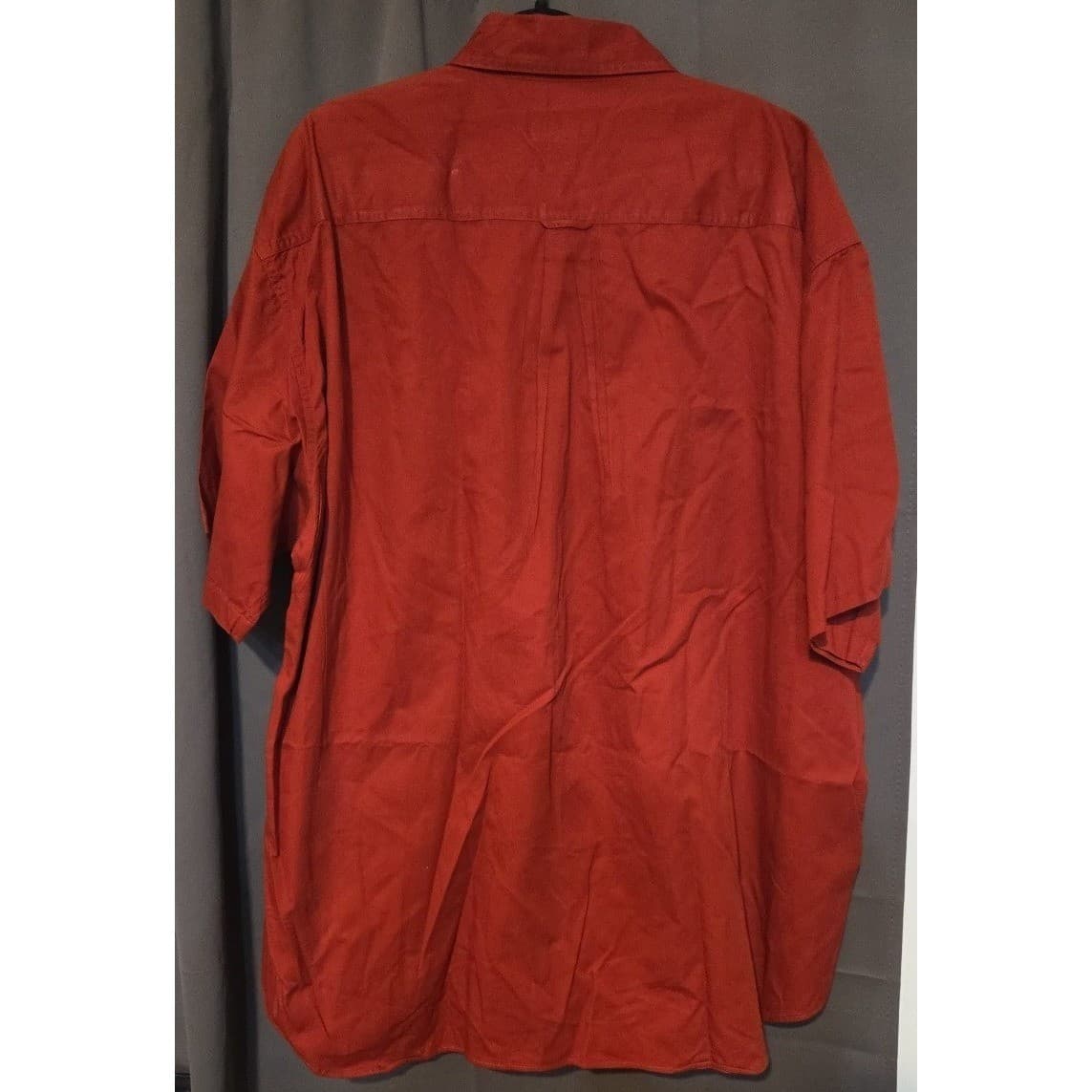 Saddlebred Burnt Orange Short Sleeve Button Down, Men's 2X Shirt, 100% Cotton - Thumbnail 4