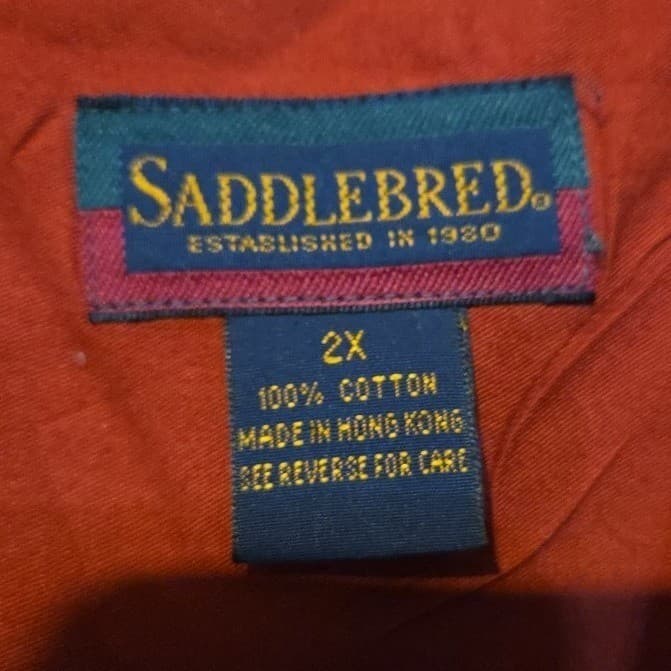 Saddlebred Burnt Orange Short Sleeve Button Down, Men's 2X Shirt, 100% Cotton - Thumbnail 5