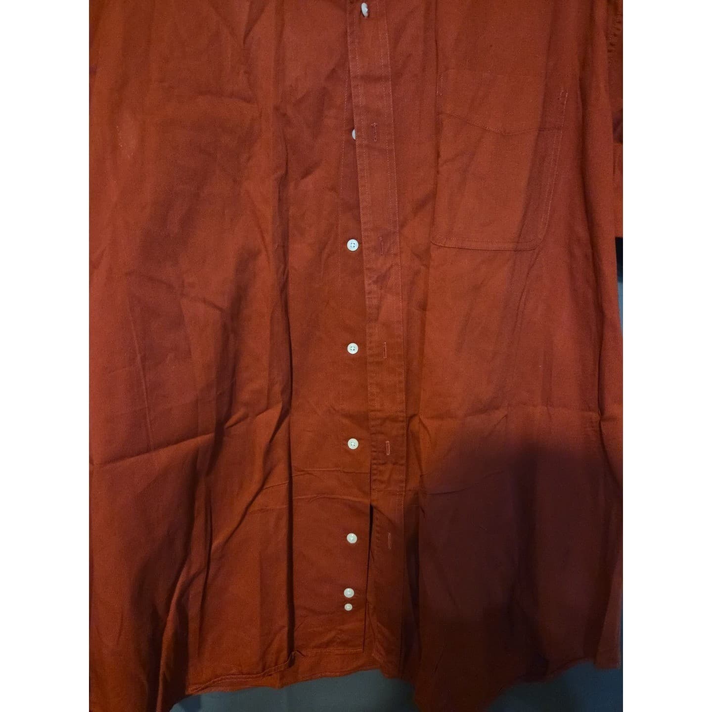 Saddlebred Burnt Orange Short Sleeve Button Down, Men's 2X Shirt, 100% Cotton - Thumbnail 6