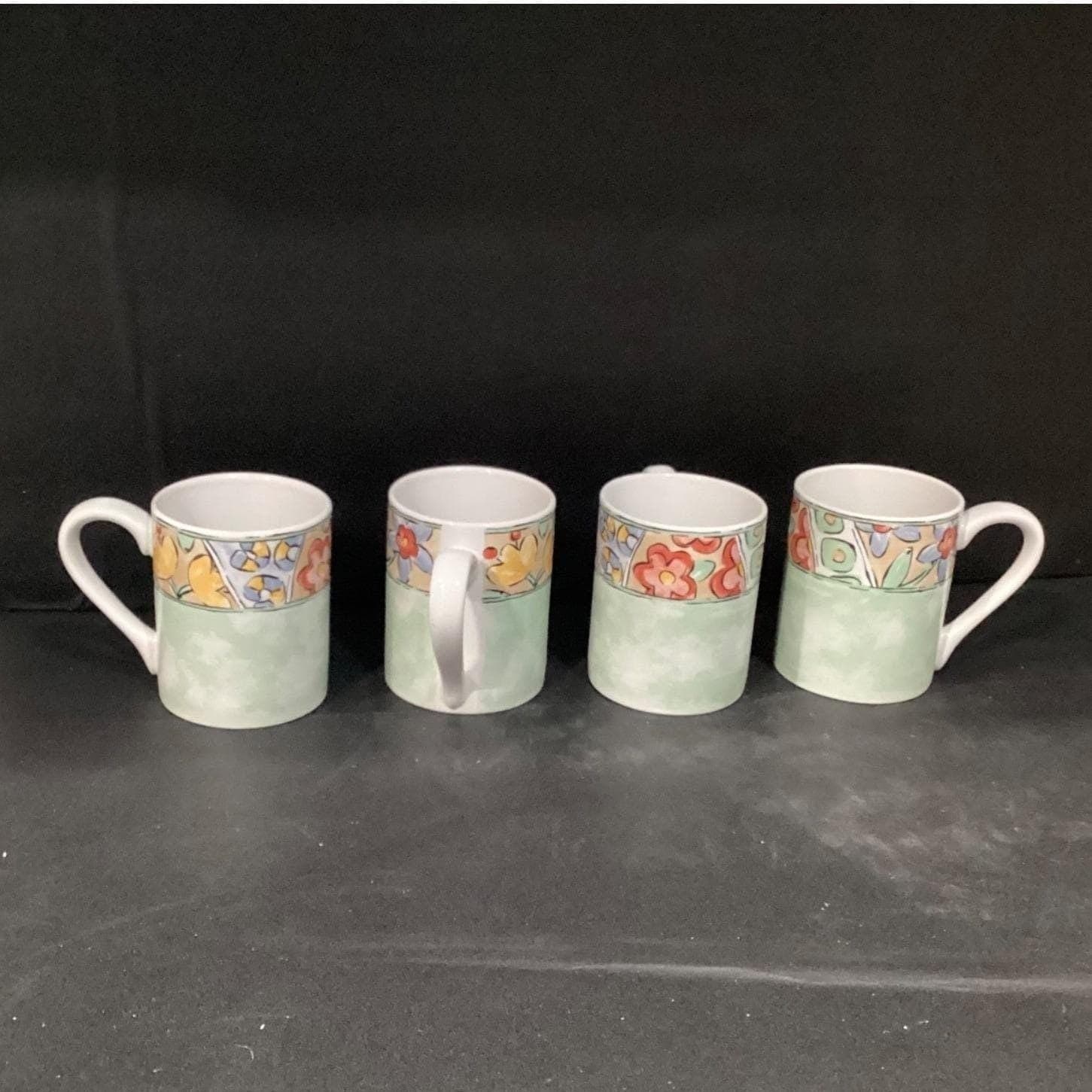 Corelle Coordinates Watercolors Coffee Cups, Set Of 4, Pastel Floral Stoneware - Thumbnail 9
