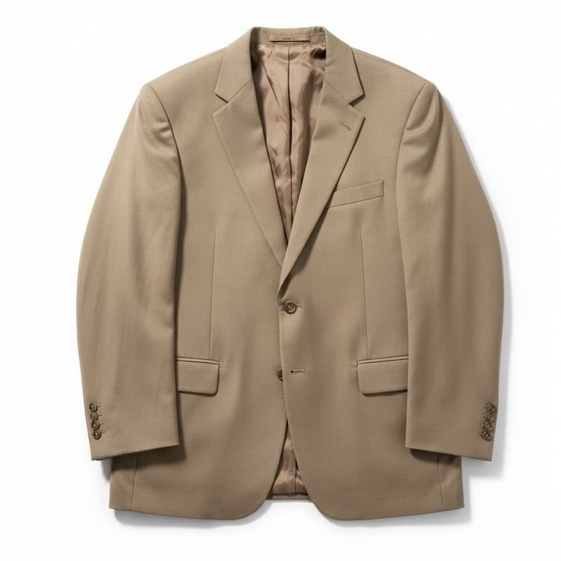 Jos. A. Bank Tan 100% Wool 2-Button Suit Jacket, Men's 42R Khaki Blazer