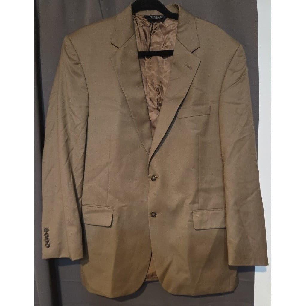 Jos. A. Bank Tan 100% Wool 2-Button Suit Jacket, Men's 42R Khaki Blazer - Thumbnail 3