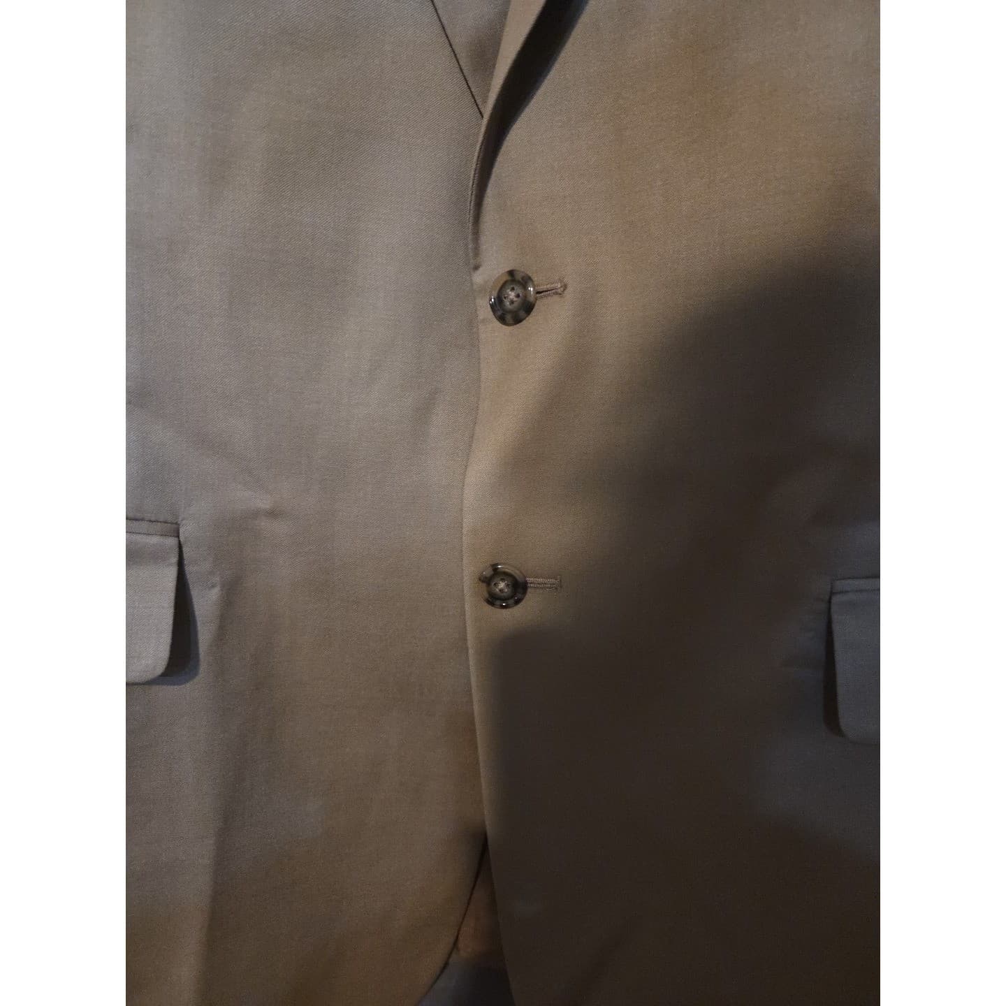 Jos. A. Bank Tan 100% Wool 2-Button Suit Jacket, Men's 42R Khaki Blazer - Thumbnail 6