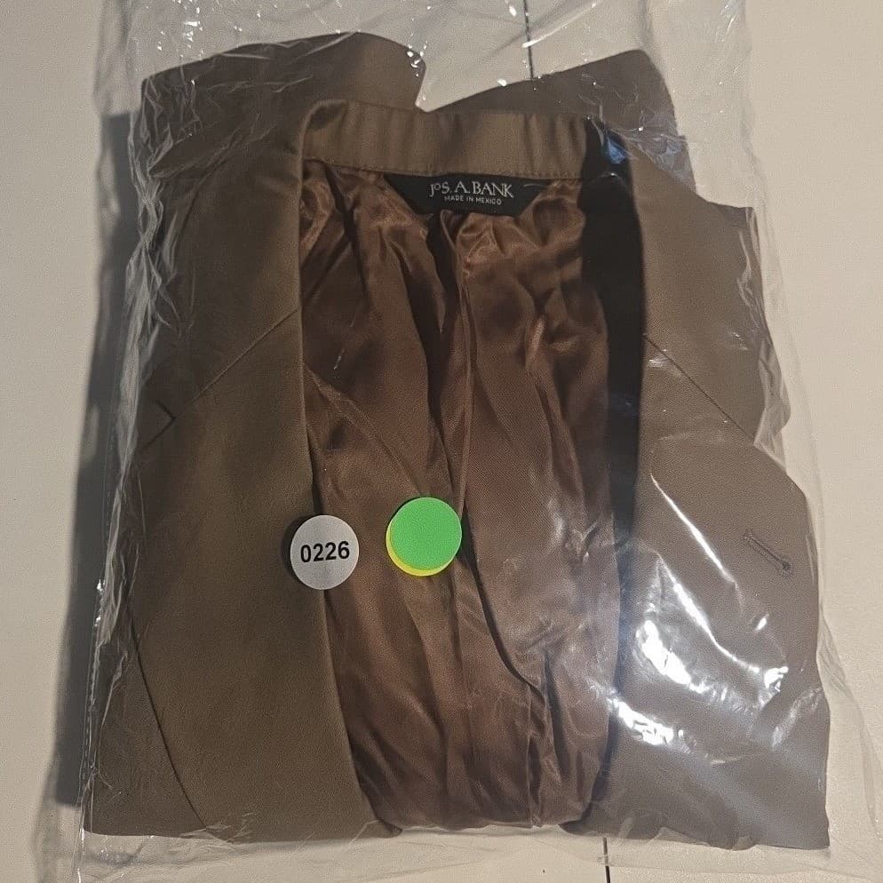 Jos. A. Bank Tan 100% Wool 2-Button Suit Jacket, Men's 42R Khaki Blazer - Thumbnail 10