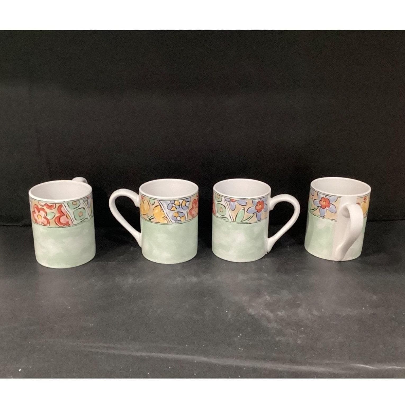Corelle Coordinates Watercolors Coffee Cups, Set Of 4, Pastel Floral Stoneware - Thumbnail 8