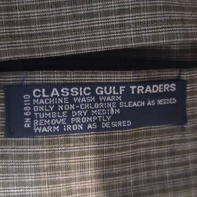 Classic Gulf Traders Grey Microgrid Long Sleeve Button Down Shirt Men's 16-34/35 - Thumbnail 7