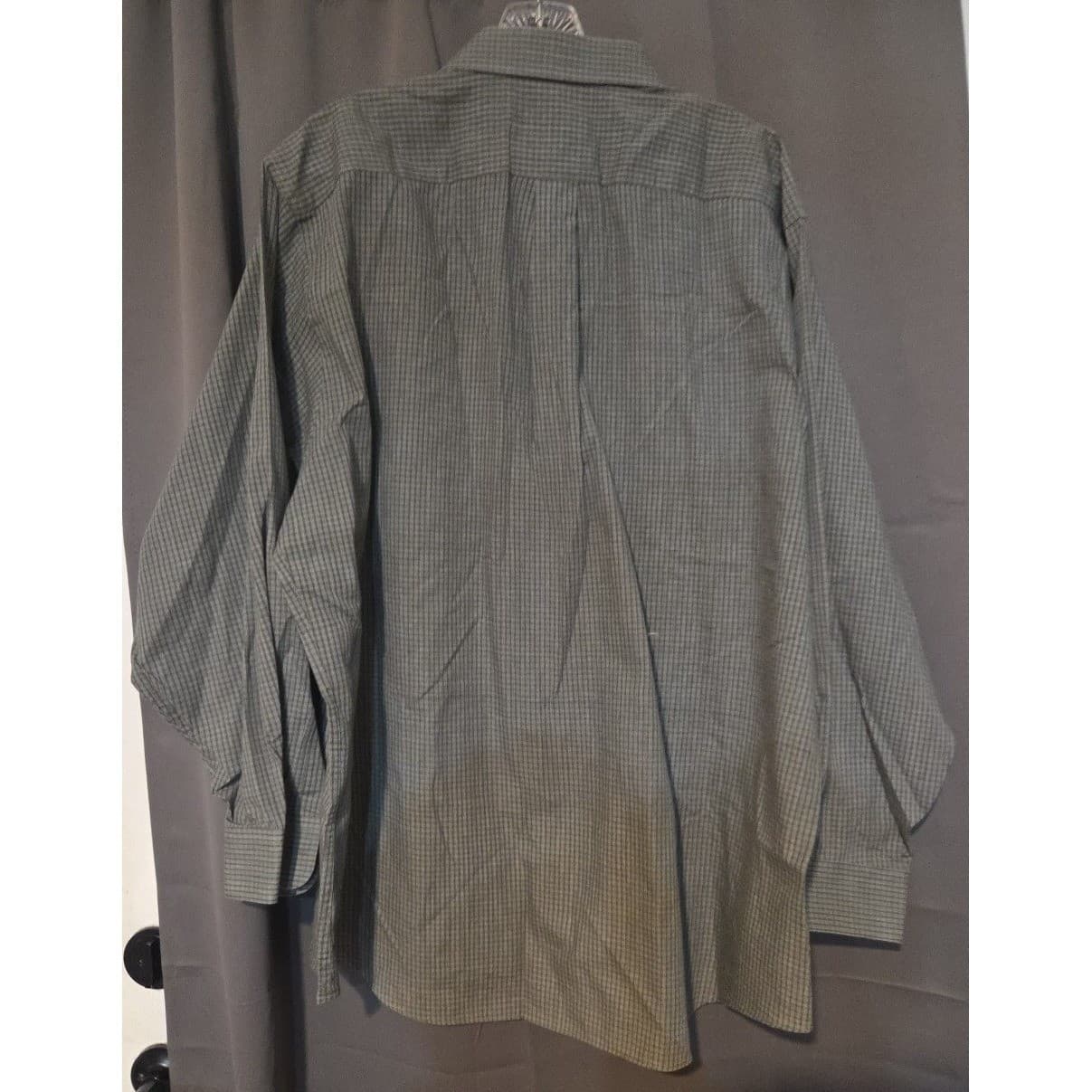 Classic Gulf Traders Grey Microgrid Long Sleeve Button Down Shirt Men's 16-34/35 - Thumbnail 4