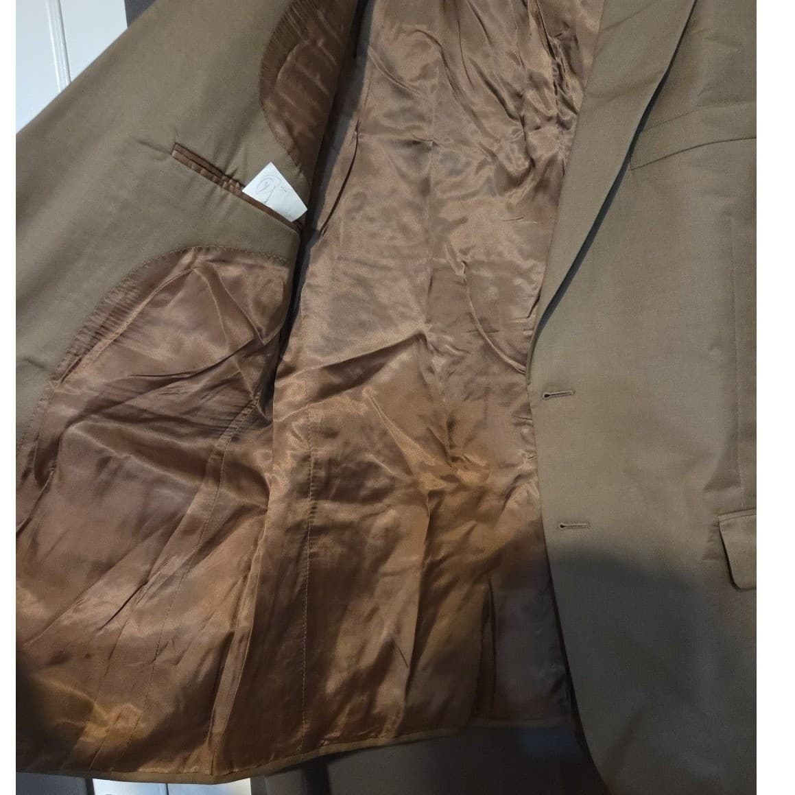 Jos. A. Bank Tan 100% Wool 2-Button Suit Jacket, Men's 42R Khaki Blazer - Thumbnail 8