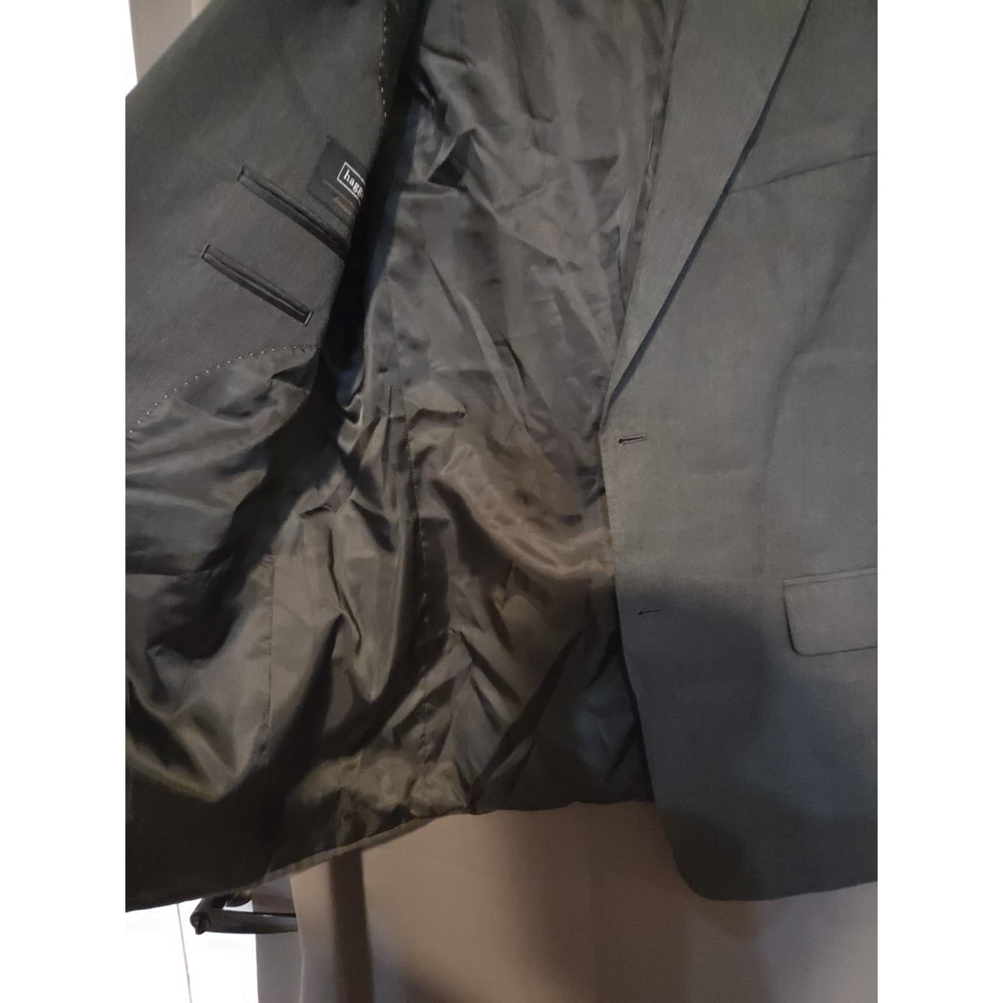 Haggar Charcoal Gray 2-Button Suit Jacket, Men's 44L Blazer, Micro-Texture - Thumbnail 8