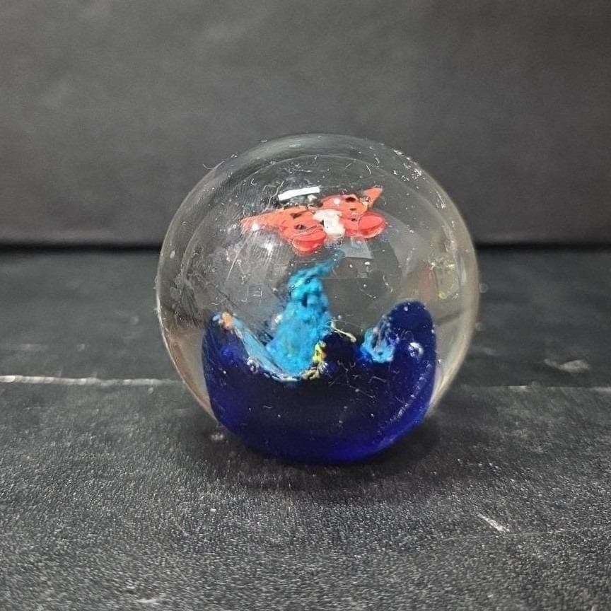 Lampwork Swirl Colorful Paperweight, Floral Butterfly Design, Vintage Sculpture - Thumbnail 3