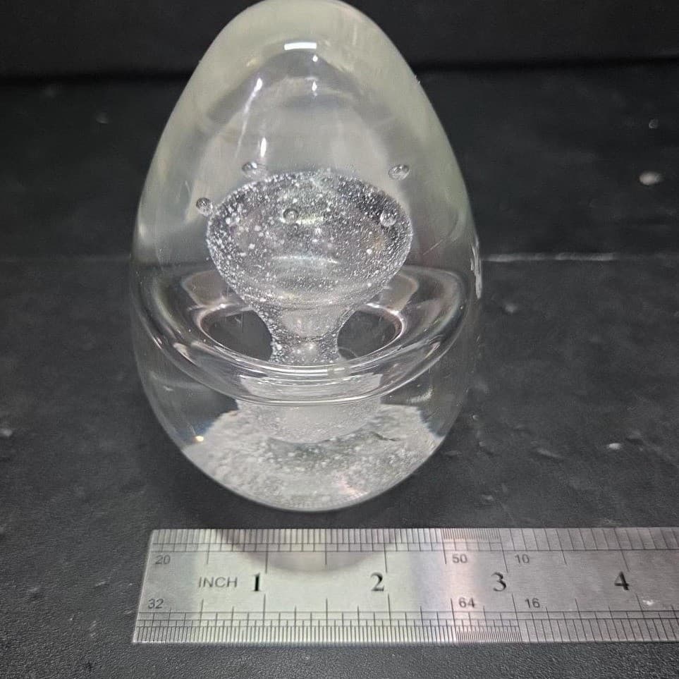 Nuclear Mushroom Handmade Paperweight, Clear Art Glass Egg, Vintage Desk Decor - Thumbnail 9