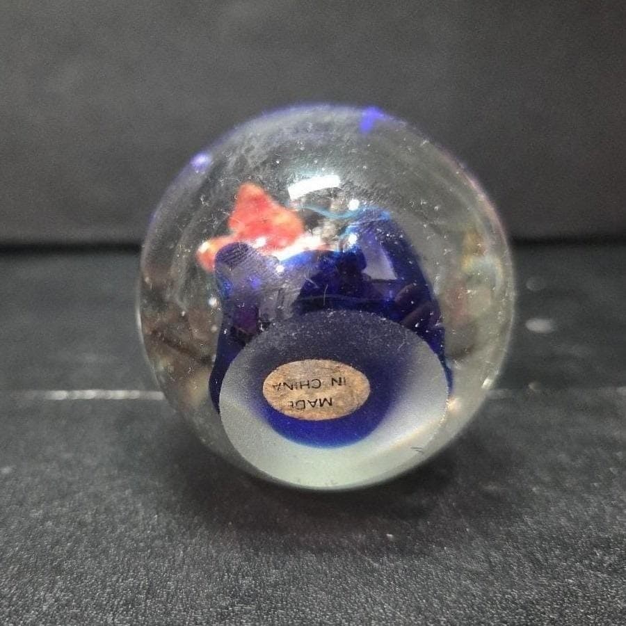 Lampwork Swirl Colorful Paperweight, Floral Butterfly Design, Vintage Sculpture - Thumbnail 7