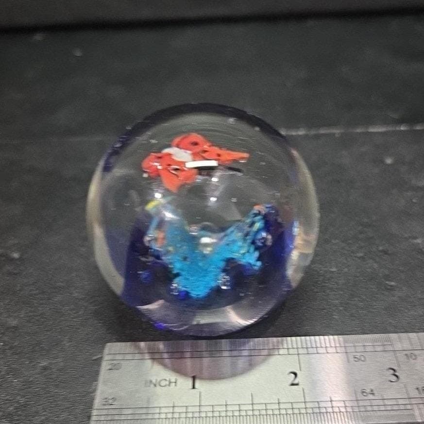 Lampwork Swirl Colorful Paperweight, Floral Butterfly Design, Vintage Sculpture - Thumbnail 9