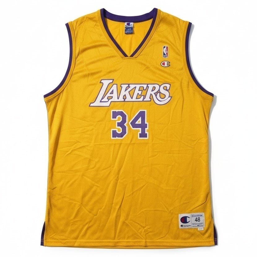 Champion Los Angeles Lakers Shaquille O'Neal 34 Jersey Gold, Men's Size 48 XL