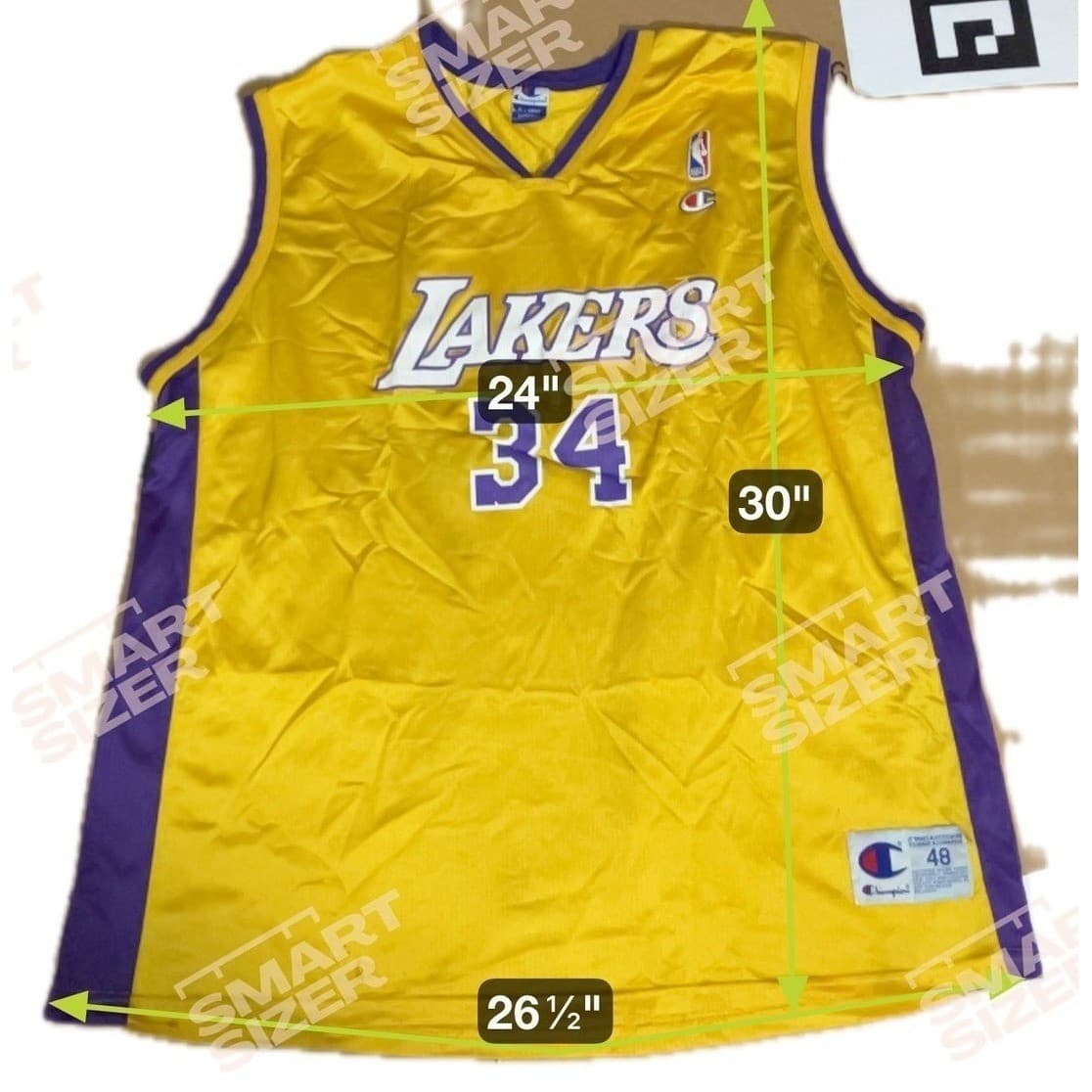 Champion Los Angeles Lakers Shaquille O'Neal 34 Jersey Gold, Men's Size 48 XL - Thumbnail 2