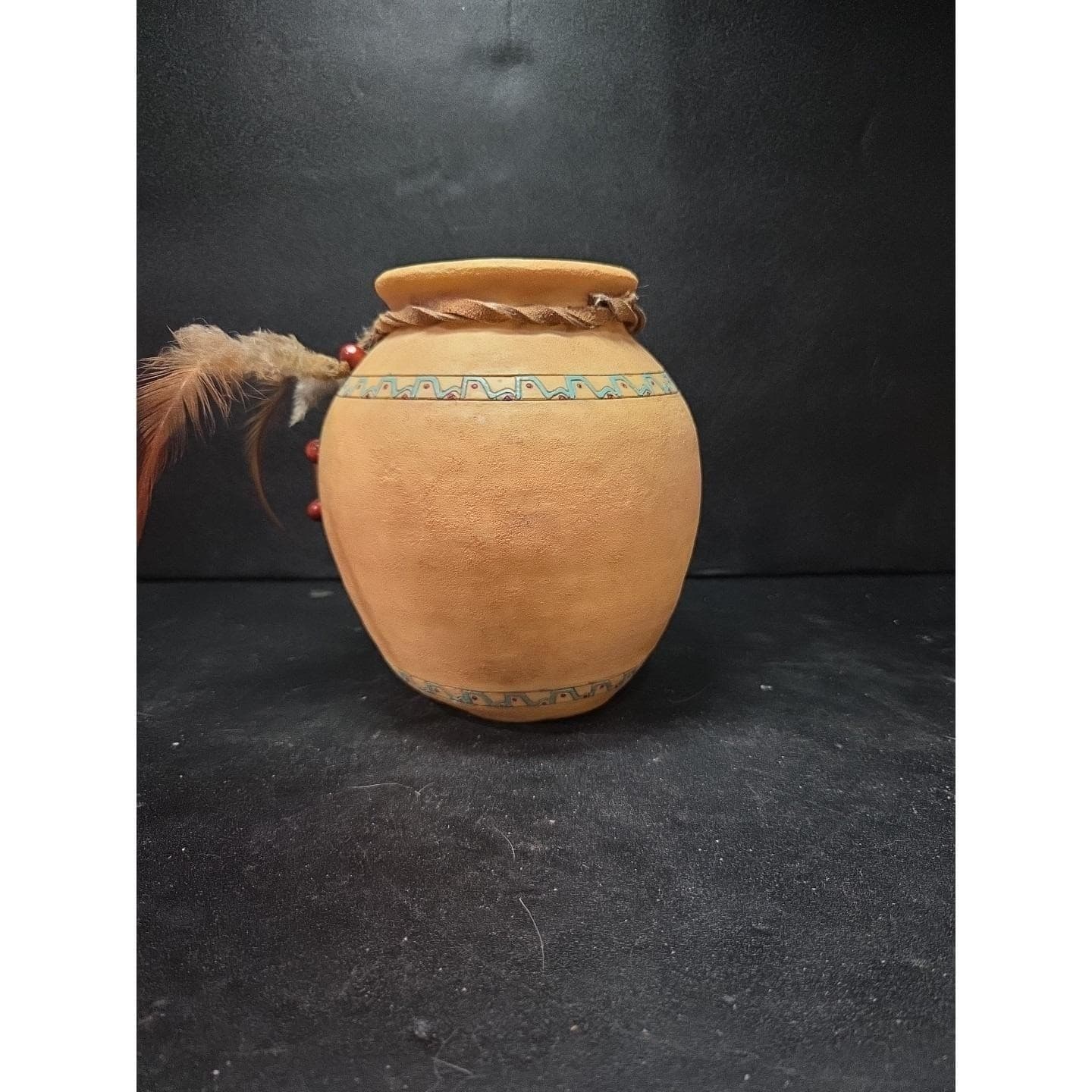 Southwest Lodge Decor Ceramic Vase with 3D Eagle Beads, Rustic River Traders - Thumbnail 3