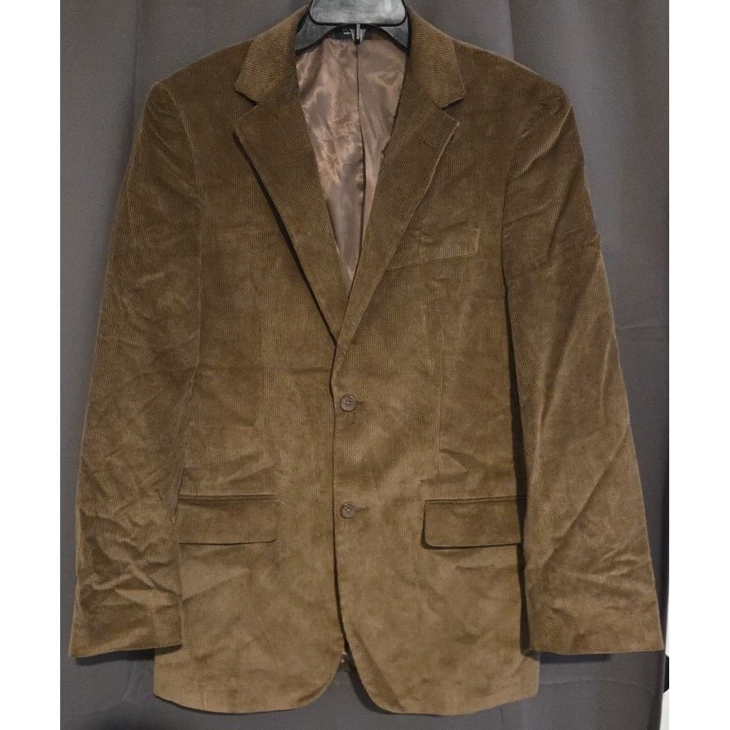 Saddlebred Brown Corduroy Blazer, Men's 38R Jacket, Two Button Sport Coat - Thumbnail 3
