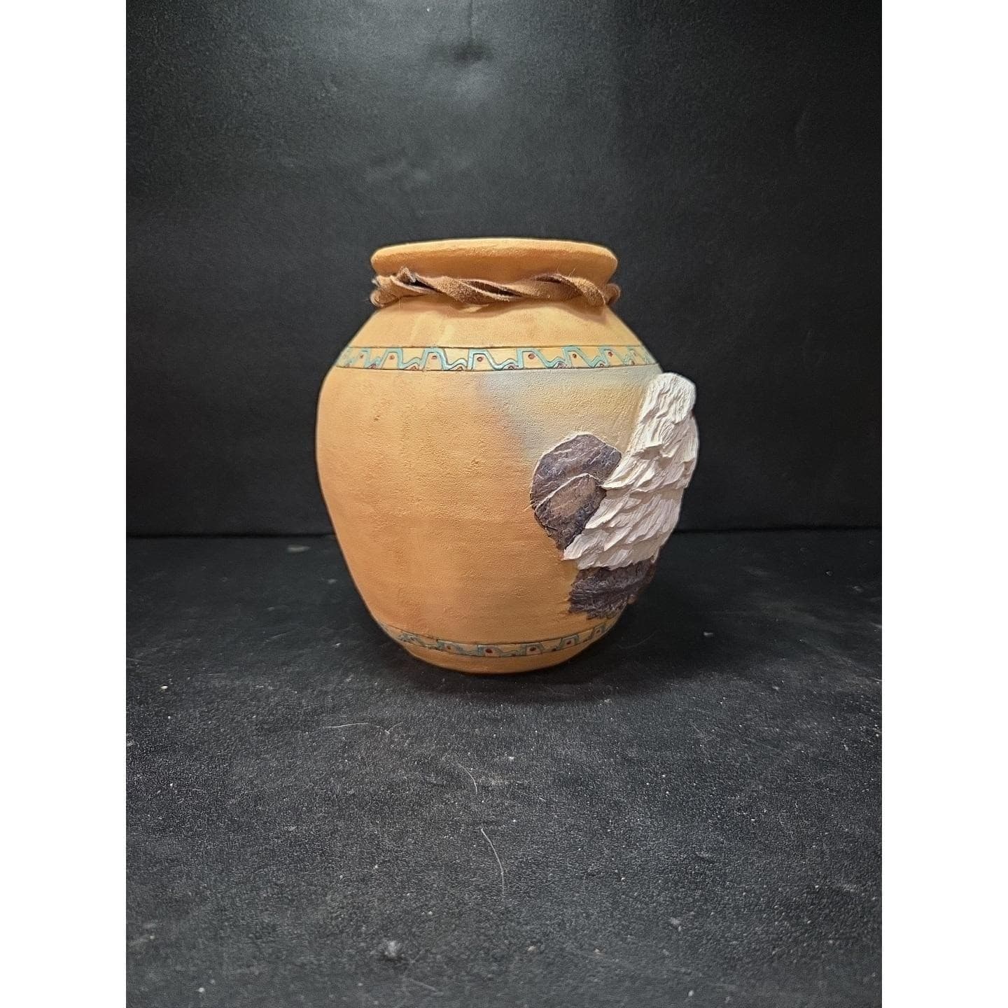 Southwest Lodge Decor Ceramic Vase with 3D Eagle Beads, Rustic River Traders - Thumbnail 2