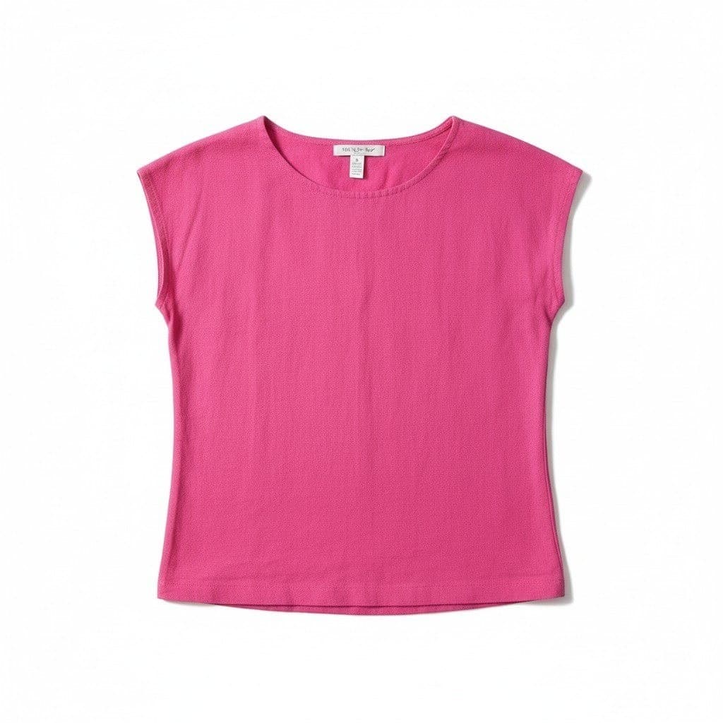 Royal Silk Vintage 100% Silk Cap Sleeve Top, Woman's Small Magenta Pink Blouse