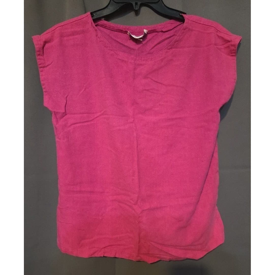 Royal Silk Vintage 100% Silk Cap Sleeve Top, Woman's Small Magenta Pink Blouse - Thumbnail 3