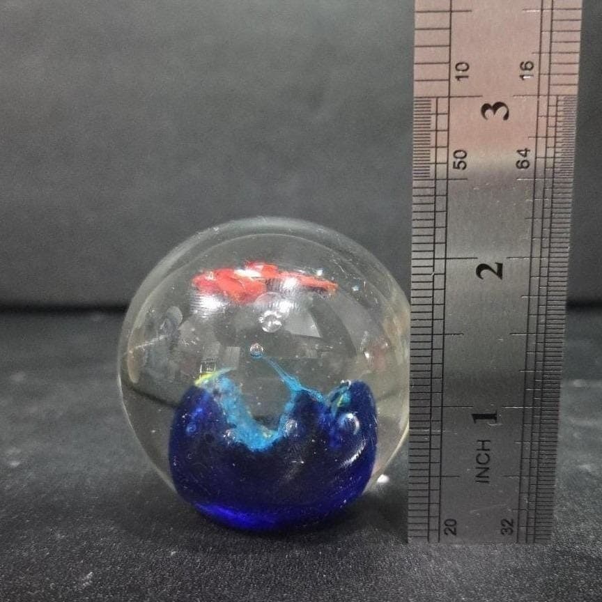 Lampwork Swirl Colorful Paperweight, Floral Butterfly Design, Vintage Sculpture - Thumbnail 8