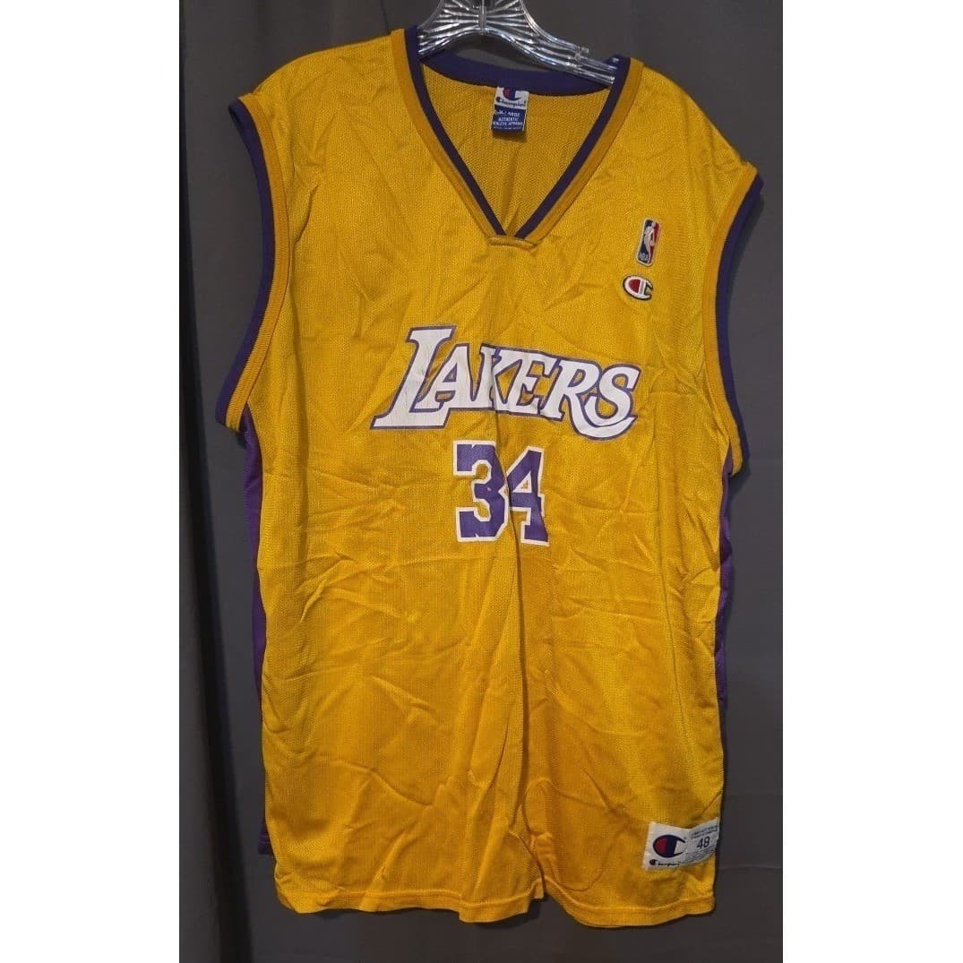 Champion Los Angeles Lakers Shaquille O'Neal 34 Jersey Gold, Men's Size 48 XL - Thumbnail 3