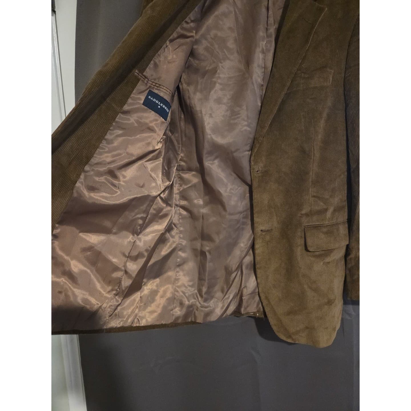 Saddlebred Brown Corduroy Blazer, Men's 38R Jacket, Two Button Sport Coat - Thumbnail 8