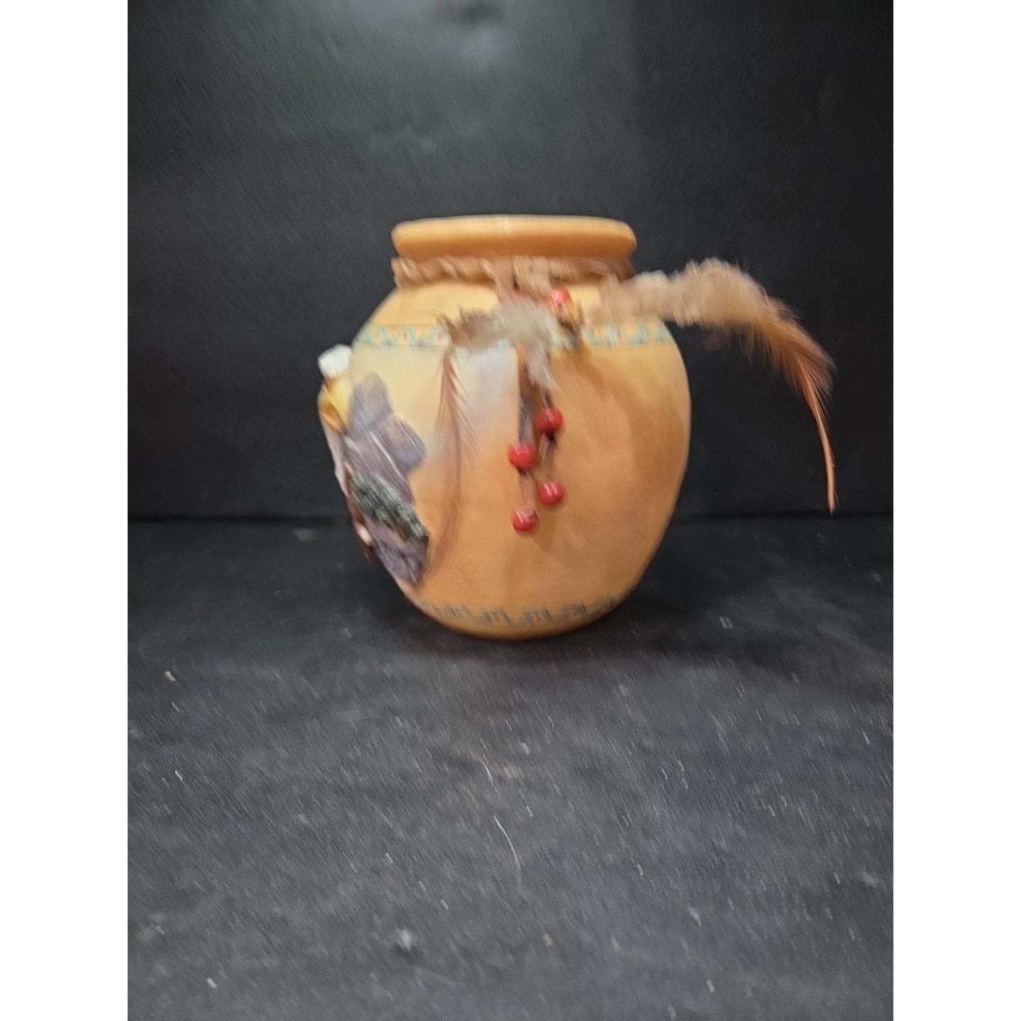 Southwest Lodge Decor Ceramic Vase with 3D Eagle Beads, Rustic River Traders - Thumbnail 4