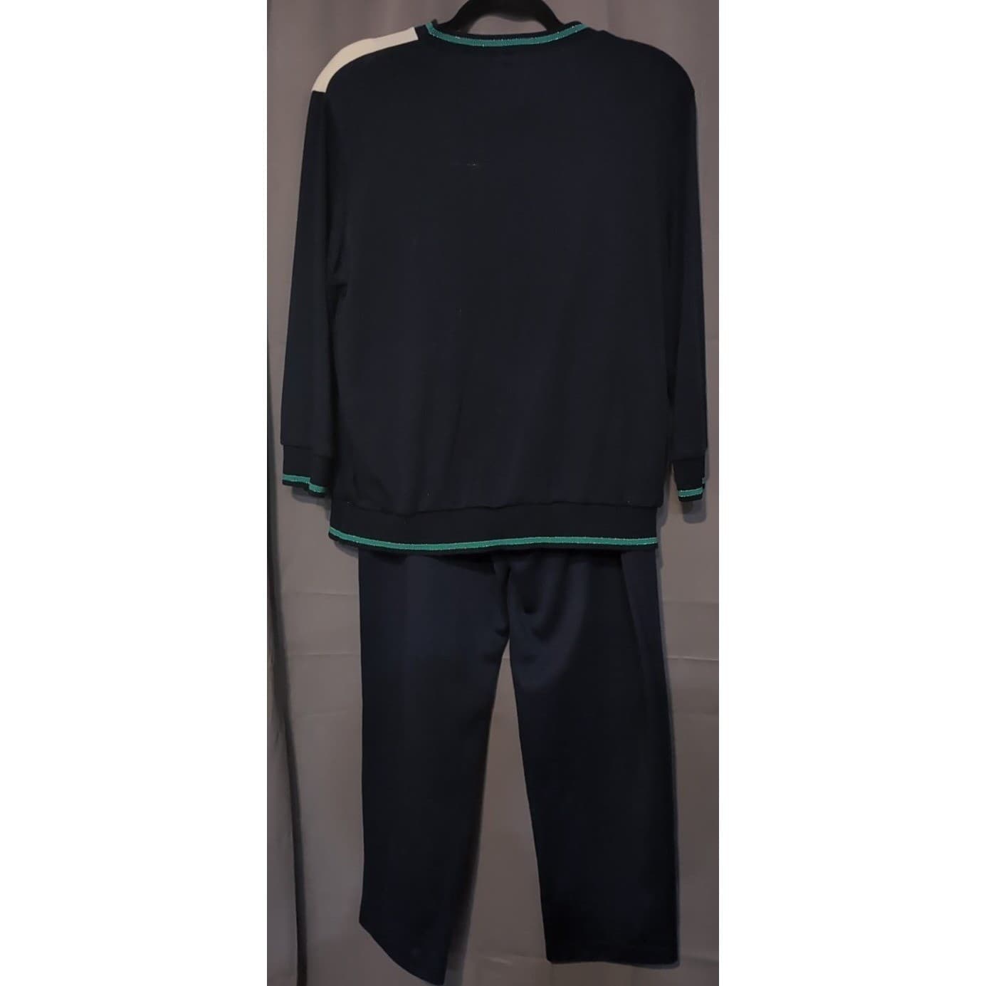 Cricket Lane Vintage Colorblock Henley Top and Pants Set Navy Green Cream Large - Thumbnail 5