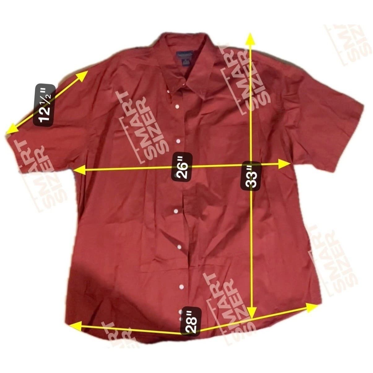 Saddlebred Burnt Orange Short Sleeve Button Down, Men's 2X Shirt, 100% Cotton - Thumbnail 2