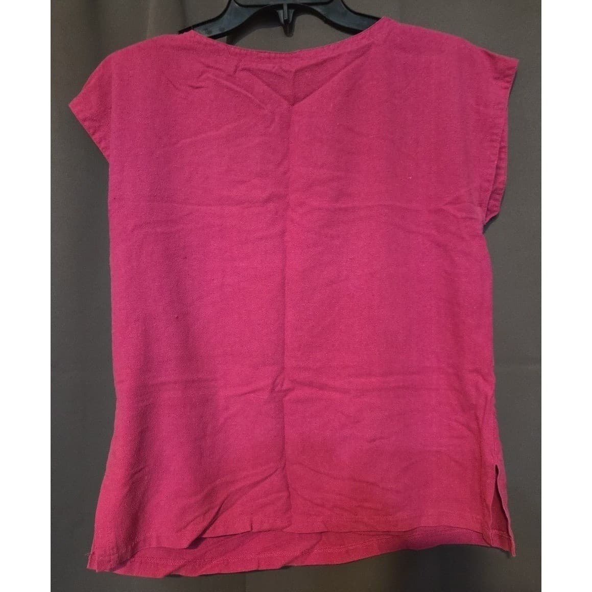 Royal Silk Vintage 100% Silk Cap Sleeve Top, Woman's Small Magenta Pink Blouse - Thumbnail 4