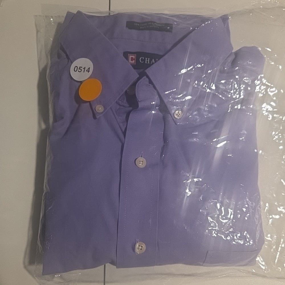 Chaps Wrinkle Free Long Sleeve Purple Button Down, Men's Large 16 Dress Shirt - Thumbnail 9
