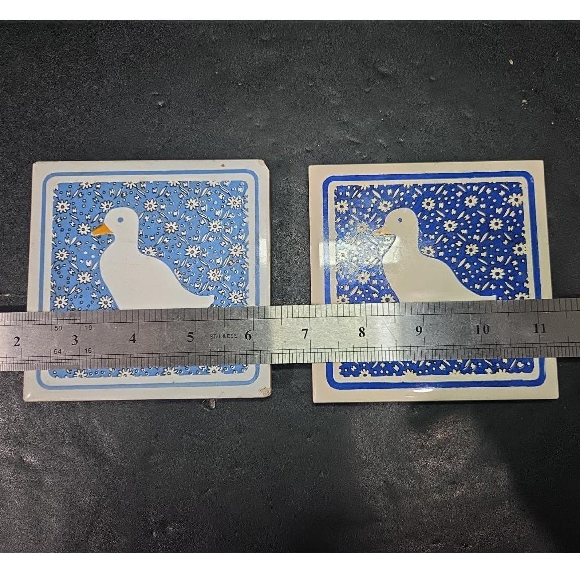 Orient Duck Farmhouse Footed Coasters, Set of 2, Country Kitchen Decor Tiles - Thumbnail 10