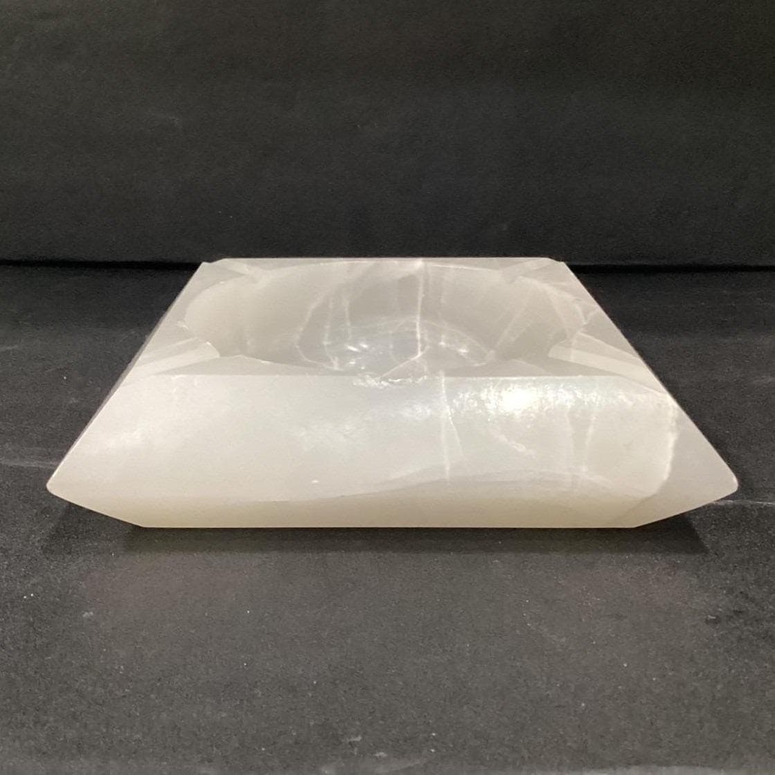 White Onyx Ashtray, Natural Stone Carved Dish, Mid Century Home Accent, Smoking - Thumbnail 11
