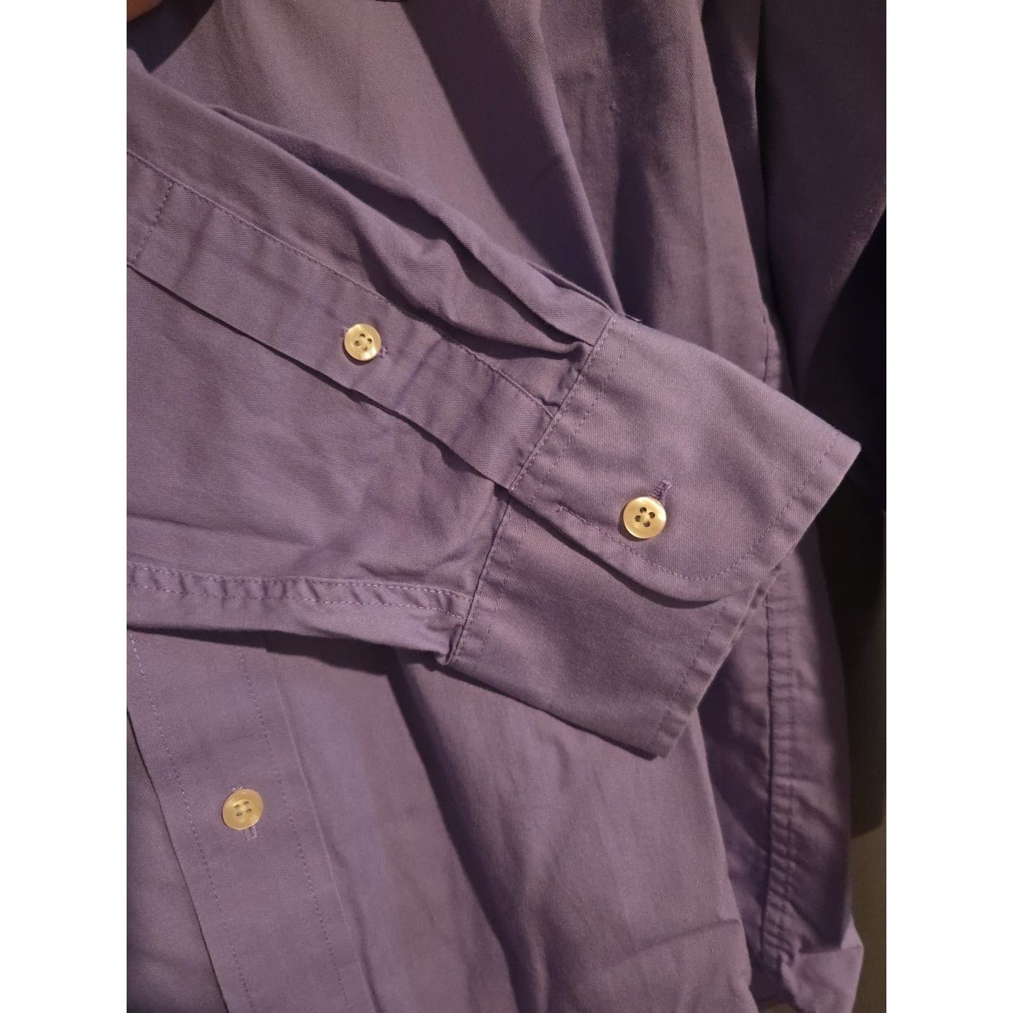 Chaps Wrinkle Free Long Sleeve Purple Button Down, Men's Large 16 Dress Shirt - Thumbnail 8