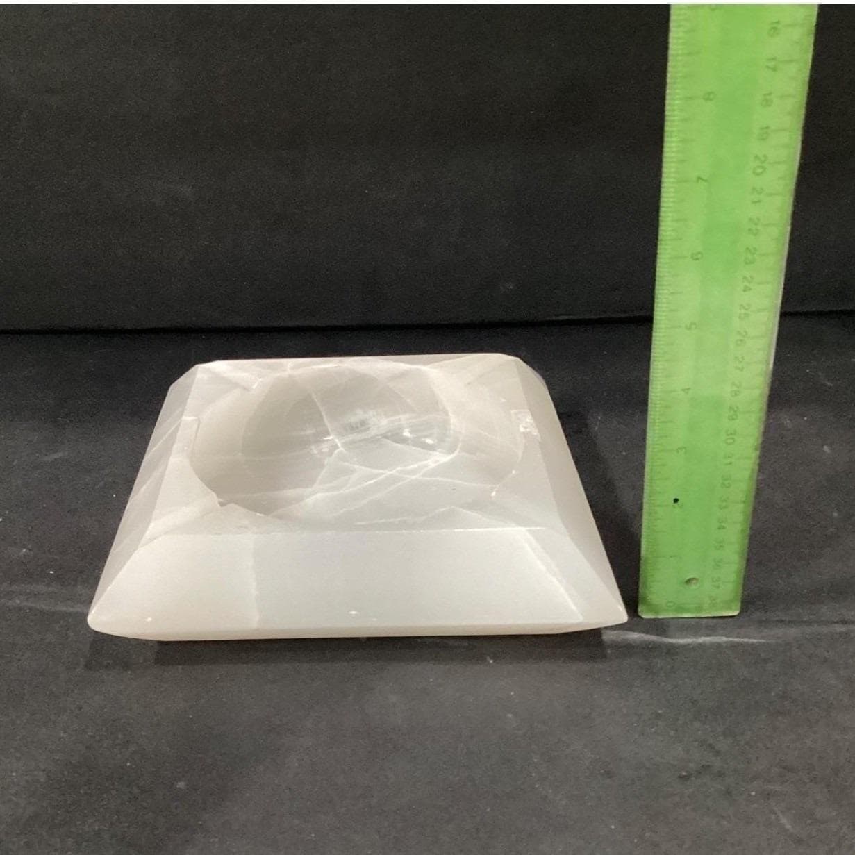 White Onyx Ashtray, Natural Stone Carved Dish, Mid Century Home Accent, Smoking - Thumbnail 3