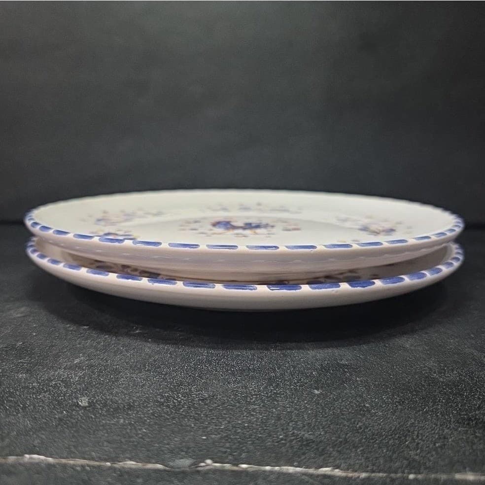 PV Deruta Blue Rooster Salad Plates, Set Of 2, Vintage Floral Farmhouse Dishes - Thumbnail 7