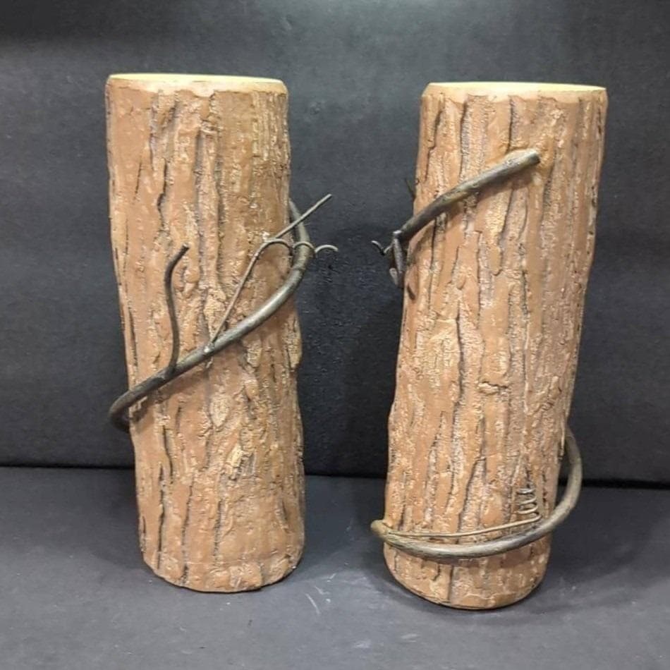 Homestead Shoppe Candle Holders Set, Rustic Wood Texture, Replacement Home Decor - Thumbnail 9