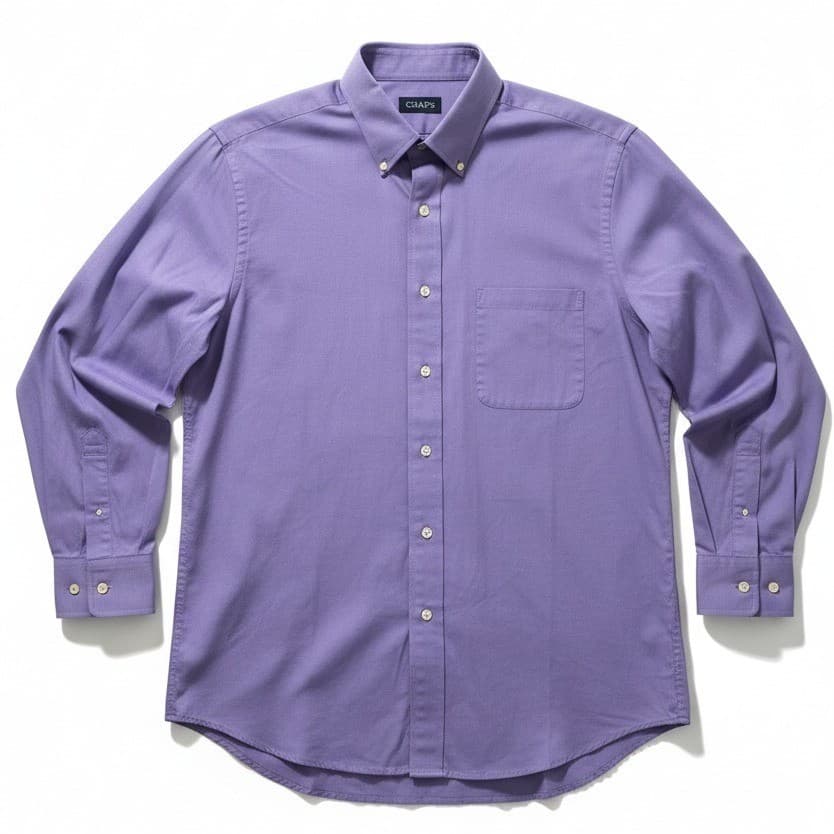 Chaps Wrinkle Free Long Sleeve Purple Button Down, Men's Large 16 Dress Shirt