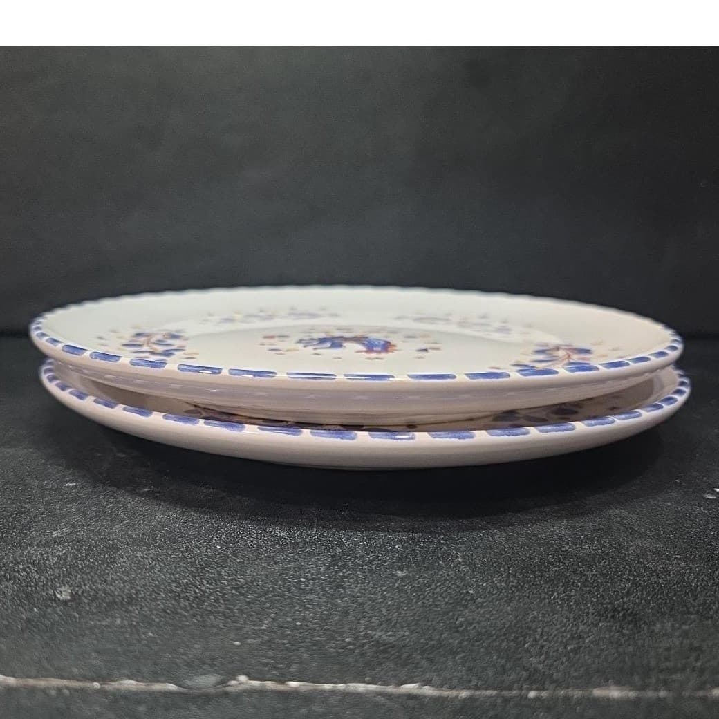 PV Deruta Blue Rooster Salad Plates, Set Of 2, Vintage Floral Farmhouse Dishes - Thumbnail 9