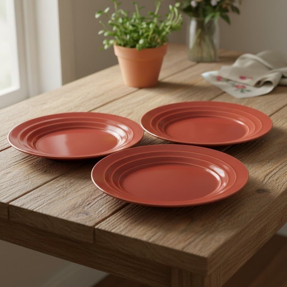 Pfaltzgraff Athena Red Dinner Plates, Set of 3, Vintage Dinnerware, Tableware