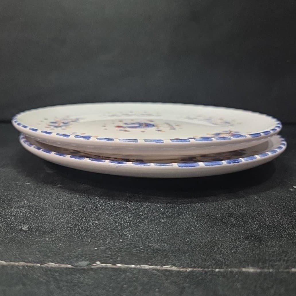 PV Deruta Blue Rooster Salad Plates, Set Of 2, Vintage Floral Farmhouse Dishes - Thumbnail 8