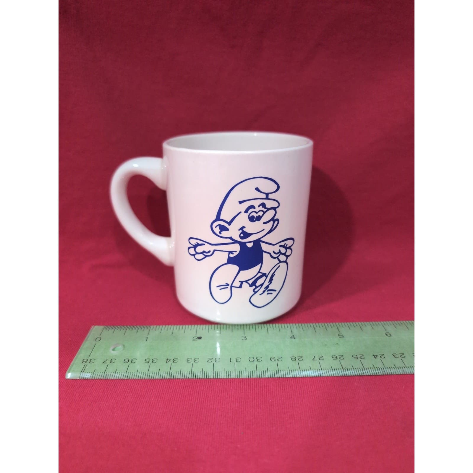 Smurfs Cartoon Character Mug, 1980s Ceramic Coffee Cup, Collectible White Mug - Thumbnail 9