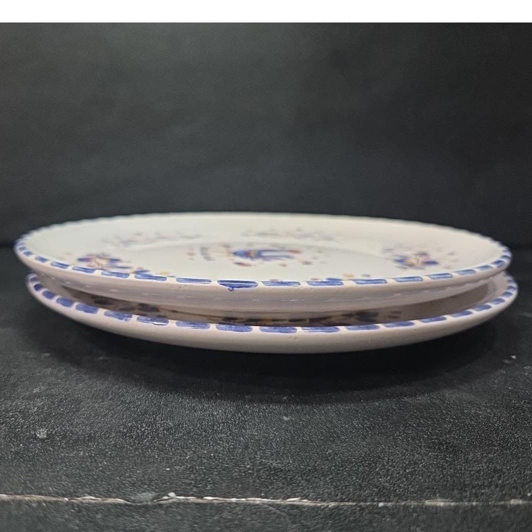 PV Deruta Blue Rooster Salad Plates, Set Of 2, Vintage Floral Farmhouse Dishes - Thumbnail 10