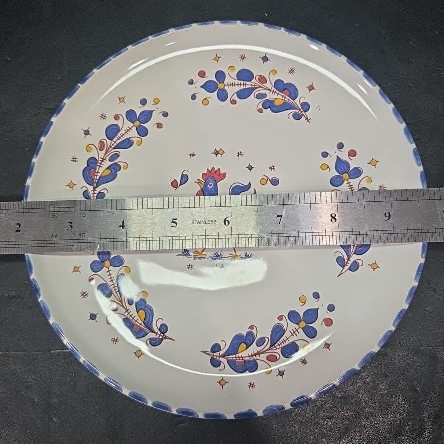 PV Deruta Blue Rooster Salad Plates, Set Of 2, Vintage Floral Farmhouse Dishes - Thumbnail 6