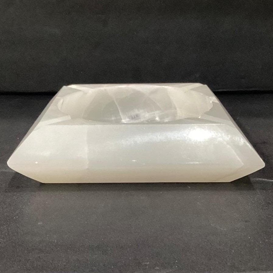 White Onyx Ashtray, Natural Stone Carved Dish, Mid Century Home Accent, Smoking - Thumbnail 8