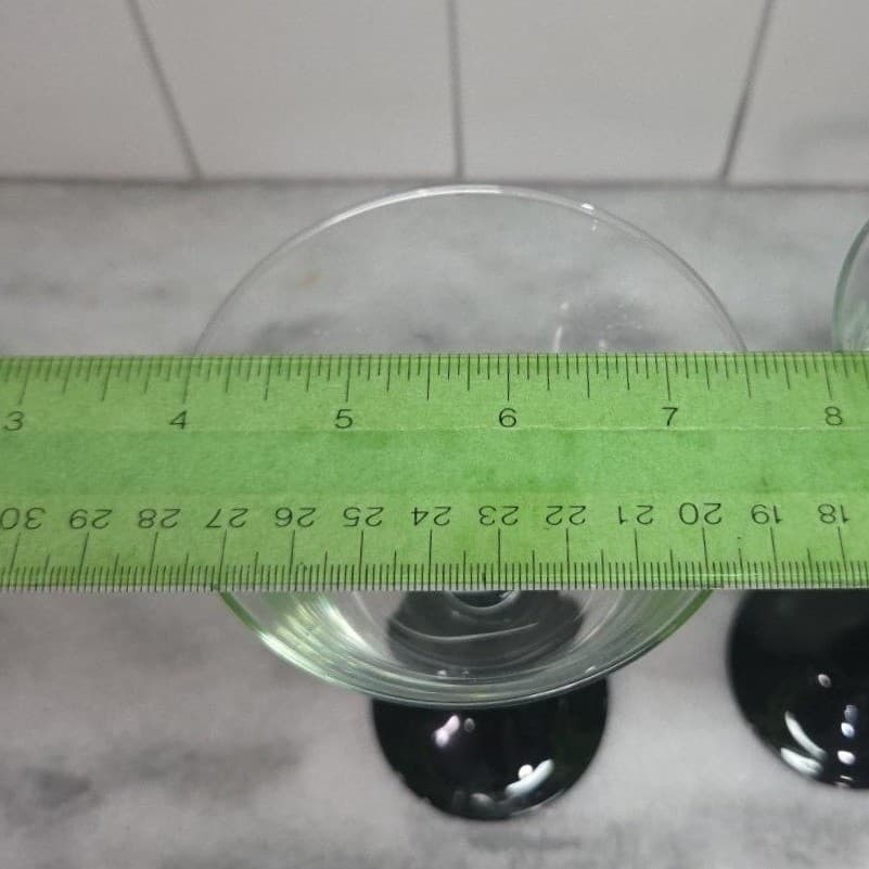 Luminarc Black Stemmed Tulip Wine Glasses, Set of 2, Vtg Domino Design, Stemware - Thumbnail 10